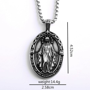 yunnique Stainless Steel Unisex Pendant Necklace Virgin Mary <b>Cross</b> Design Gift Jewelry - Product Image 5
