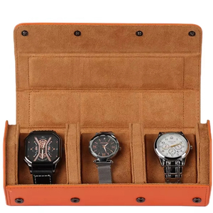 New 5 màu da nhung lục giác ba đồng hồ du lịch trường hợp Organizer Box với nút - Product Image 4