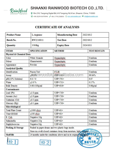 Rainwood CAS 74-79-3 Polvo de Arginina de <span class=keywords><strong>Alta</strong></span> Calidad Grado Alimenticio L-Arginina en Polvo L Arginina - Product Image 2
