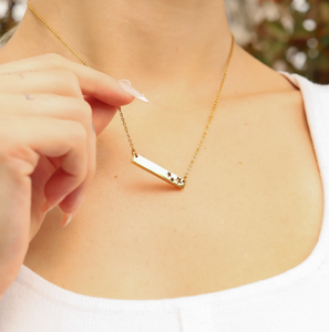Loveher bijoux <span class=keywords><strong>en</strong></span> acier inoxydable or 18 carats PVD <span class=keywords><strong>en</strong></span> acier inoxydable étoiles découpe barre vierge horizontale collier <span class=keywords><strong>prix</strong></span> de gros - Product Image 4