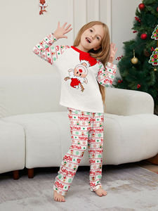 Pakaian Tidur Keluarga Ibu & Anak Motif Rusa Natal & Salju untuk Musim Gugur dan Musim Dingin, Setelan Baju Tidur dengan Pinggang Elastis untuk di Rumah - Product Image 6