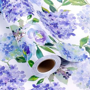 Floral Gift Wrapping <b>Paper</b> Roll Watercolor Blue Hydrangea Design 46.5 Sq Ft Eco-Friendly Craft Wedding Bridal Shower - Product Image 1