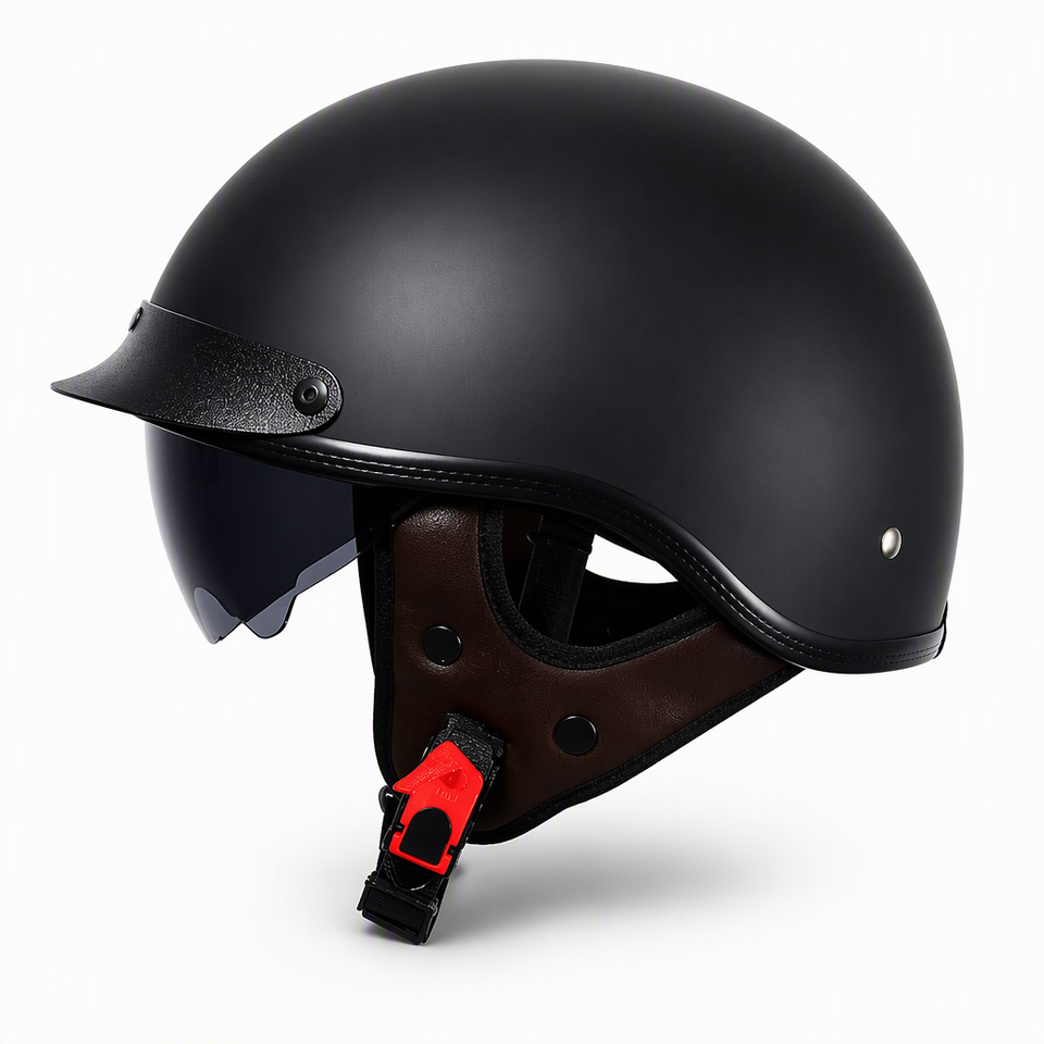 DOT Retro Open Face Motorcycle Helmet ABS Low Profile Half Helmet with ...