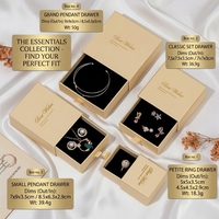 Ensemble d'emballage de luxe pour bijoux avec logo personnalisé, boîte à tiroir coulissant en papier et sac de shopping assorti pour bagues et colliers de marque