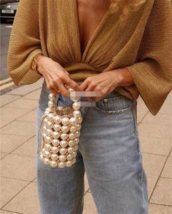 PEB36-Bolso de mano de noche con perlas para <span class=keywords><strong>mujer</strong></span>, cartera de mano de lujo hecha a mano con cuentas de caramelo y <span class=keywords><strong>pinky</strong></span>, bolso de cubo con perlas - Product Image 4