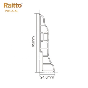 P95-A-AL, raitto nhựa ốp chân tường Hội Đồng Quản trị, PVC tường ván chân tường, PVC <span class=keywords><strong>plinth</strong></span> với dải nhôm - Product Image 2