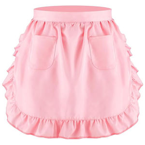 Moda Rosa encaje recortado señoras cintura delantal limpieza mucama cocina camarera restaurante antiincrustante <span class=keywords><strong>trabajo</strong></span> medio delantal - Product Image 1