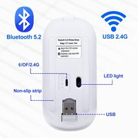 Ratón Inalámbrico de Fábrica, 2.4G Bluetooth, Recargable, Silencioso, Compacto, Óptico, 1000/1600 DPI, Receptor USB para Portátil