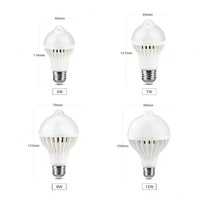 Luz Nocturna LED con Sensor de Movimiento PIR de 5w/7w/9w/12w, Bombilla de Lámpara de Ahorro de Energía Infrarroja Automática de 85V-265V E27 para Iluminación de Pasillos y Escaleras