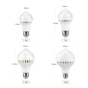 Luz Nocturna LED con Sensor de Movimiento PIR de 5w/7w/9w/12w, Bombilla de Lámpara de Ahorro de Energía Infrarroja Automática de 85V-265V E27 para Iluminación de Pasillos y Escaleras - Product Image 2