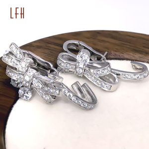 Pendientes de Lazo Bonitos y Modernos de Oro Real al por Mayor, Joyería de Oro Real de 18K AU750, Joyería de Oro de 18k Real - Product Image 3