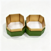 Boîte cadeau rigide en cuir vert texturé, boîte d'emballage pour bijoux, logo personnalisé, boîte cadeau octogonale de luxe pour cosmétiques et parfums, vente en gros