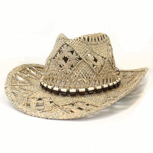 Sombrero de Paja Natural Tejido a Mano para Hombre y Mujer, Estilo Vaquero Occidental, para Verano y Actividades al Aire Libre - Product Image 1
