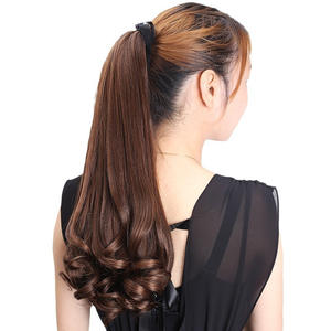 Perruque longue bouclée pour femme avec queue de cheval et ruban, style noir, en fibre haute température, facile à appliquer, 140g, marque domestique Henan - Product Image 5