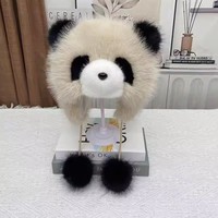Lindo Gorro de Invierno con Orejeras de Panda, Gorro Ushanka Cálido y Suave de Piel Sintética para Mujeres y Niños, Ideal para Ciclismo al Aire Libre