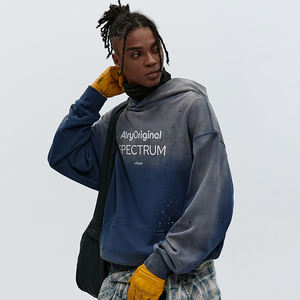 Streetwear Fabricant Peint à la <span class=keywords><strong>Main</strong></span> Gradient Washed Sweat à Capuche pour Homme Rétro Style Wasteland <span class=keywords><strong>Niche</strong></span> Sweat à Capuche Streetwear pour Homme - Product Image 2