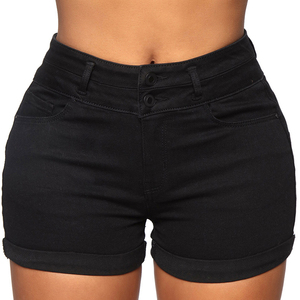 Calvera Black <strong>White</strong> Skinny Curly <strong>Jean</strong> <strong>Shorts</strong> High Waist Summer Pockets Button up Female Bodycon Sexy Denim <strong>Shorts</strong> - Product Image 1