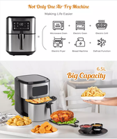 Friteuse à air multifonctionnelle à double panier de 6,1-8,0 L, électrique, sans huile, carrée, à commande numérique, pour la maison, fabriquée à Ningbo