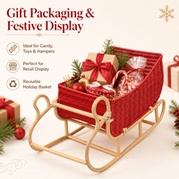 Panier-cadeau de Noël en osier rouge fait main pour bonbons, jouets, paniers-cadeaux, emballage et décoration festive