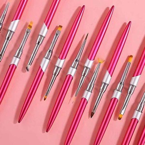 แปรงทาเล็บสีชมพู ขนแปรงสังเคราะห์ สำหรับทำเล็บแบบเฟรนช์ทิป เกลี่ยสีไล่ระดับ ลายดอกไม้ เจลไลเนอร์แบบออมเบร แปรงเพ้นท์อะคริลิค 3 มิติ - Product Image 4