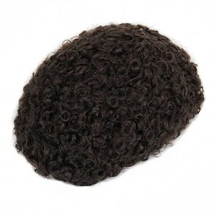 TOPUNIQUE TUL14 Prothèse capillaire bouclée pour homme, boucles serrées de 15 mm, base hybride, contour en dentelle et peau, durable, cheveux indiens Remy, texture Kinky Straight Deep Wave - Product Image 2