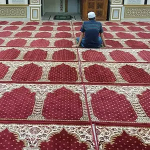 कस्टम फर्श मोटी मस्जिद प्रार्थना कालीन, दीवार से दीवार तक मुस्लिम प्रार्थना कक्ष कालीन