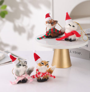 Plush Simulation <strong>Christmas</strong> Hat <strong>Fox</strong> Simulation Plush <strong>Fox</strong> Lanyard Toy <strong>Christmas</strong> Pendant <strong>Decoration</strong> - Product Image 3