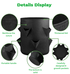 Sac de plantation <span class=keywords><strong>en</strong></span> feutre poreux personnalisé Sacs de culture de fraises de jardin <span class=keywords><strong>en</strong></span> feutre avec poignées - Product Image 4