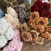 Bouquet de fleurs artificielles en soie bleu rouille automnal au design original, idéal pour les mariages et la décoration intérieure – Direct Usine
