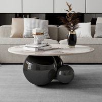 Table basse pratique en acier inoxydable avec plateau en marbre pour la maison