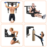 Barre de traction murale multi-prise portable en tube d'acier noir EIGFOH pour entraînement de force à domicile et équipement de fitness intérieur
