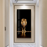 Affiche sur toile Lion Noir Doré, Décoration Murale Moderne, Impression Animale, Tableau Décoratif