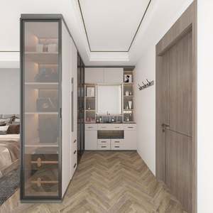 Ensemble de placards de chambre à coucher sur mesure haut de gamme, semi-ouverts, modulaires, en forme de coin, pour la maison et la villa - Product Image 1