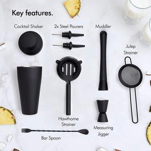 Coctelera Wuyi Camol, Juego de Utensilios de Bar de 8 Piezas en Negro Mate Francés |   Utensilios de Bar Elegantes |   Coctelera Elegante, Accesorios de Bar - Product Image 2
