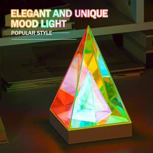 LED Pyramid Night Light Acrylic RGB Decorative Desk Lamp with Remote Control <b>Game</b> Room Bedroom Bedside Creative Decorative Light - Product Image 4