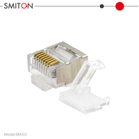 Connecteur Mini RJ45 8 broches, fiche courte blindée, connecteur Ethernet modulaire FTP plaqué or pour câble plat de réseau