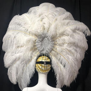 Coiffe de plumes jaune et rouge de <span class=keywords><strong>samba</strong></span> brésilienne faite à la main pour la performance de costume de défilé de carnaval de dames - Product Image 6