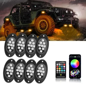 4/8X APP RGB 12V RGB Atmosphere Lights Car Chassis Undergolw Decorative Ambient Lamps LED Smart For Boat Jeep Off Road 4x4 Truck