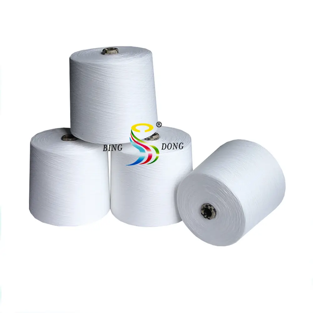 TFO Spun Yarn Raw White 100% Virgin Polyester Bulk 30s/2 30s/3 Plastic Cone or Paper Cone AAA and AA Grade Polyester Spun Yarn