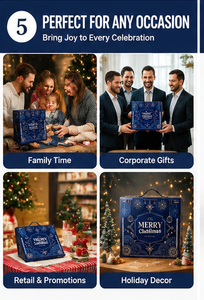 Caja de Regalo de Calendario de Adviento Azul Navideño con 24 Cajones Individuales, Asa e Impresión Personalizada - Product Image 5