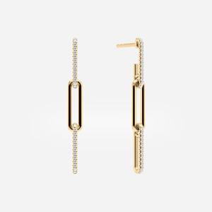 14k Gold Paperclip Diamond Drop Earrings_ Lab Grown or Natural Diamonds - Product Image 6