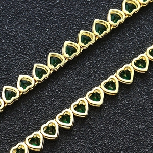 5mm Buzlu Yeşil Kalp CZ Tenis Zinciri Renkli 5A Kübik Zirkon Kolye Çift Takısı Kadınlar için Sevgililer Günü Hediyesi - Product Image 4