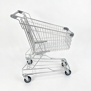 Carrito de Compras Estilo Asiático, Carrito de Supermercado de Acero, Resistente, con 4 Ruedas, Cesta de Compras para Tiendas Minoristas y Centros Comerciales - Product Image 3