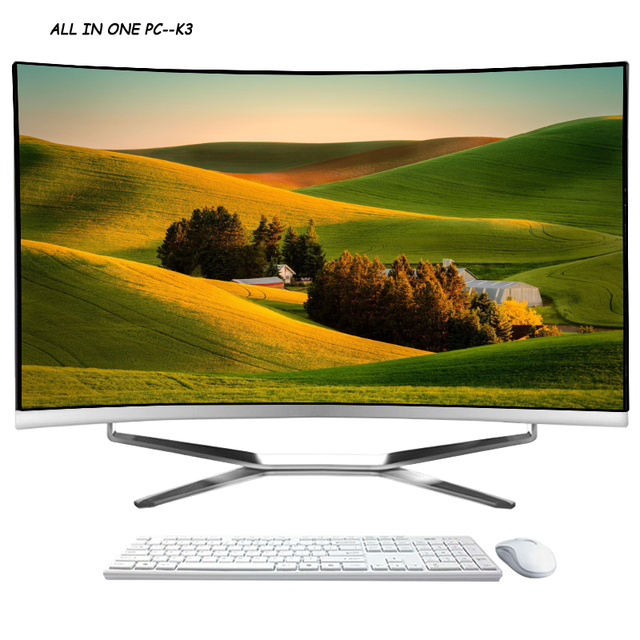 Computer Desktop All in One AIO White/ Black VA, LED Backlight, Curved Motherboard All in One Pc Curved Crt Tv Motherboard