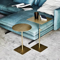 Table d'appoint carrée circulaire réglable de luxe moderne SPARKLELight, table basse en acier inoxydable