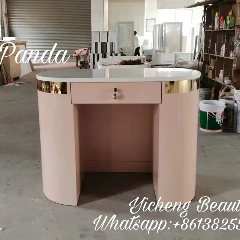 Yicheng beauty cashier reception desk pink color modern wood front desk front counters for sale