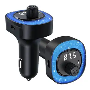 新设计星空灯汽车充电器调频发射器蓝牙音频类型-c USB汽车Mp3播放器汽车免提3.1a快速充电器