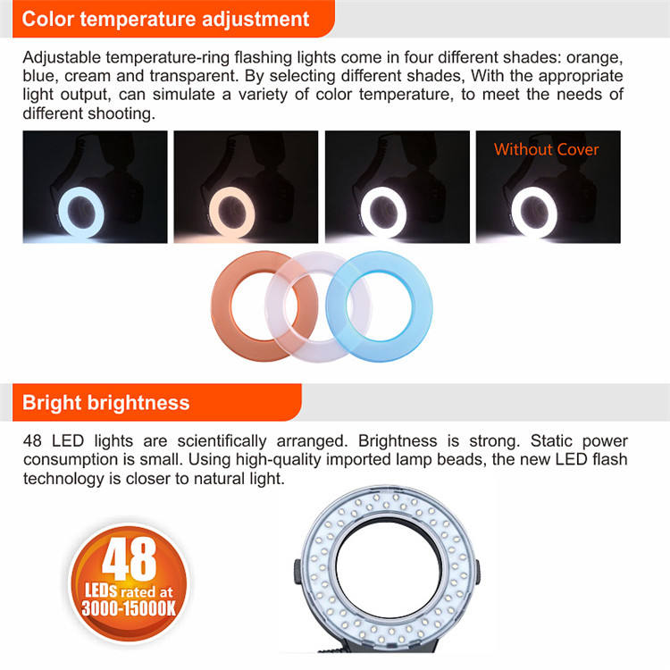 HONGDAK Macro HD-130 LED Ring Video Camera Flash Light for Canon Nikon Pentax Olympus DSLR Camera