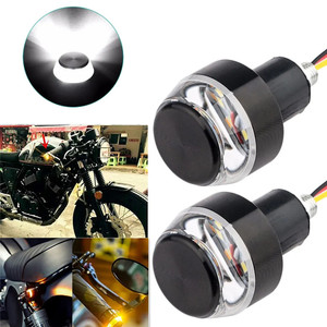 Feux de signalisation LED 12V pour guidon de moto, clignotants blancs et jaunes, lampe de signalisation latérale pour poignée de guidon - Product Image 4