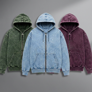 Sudadera con capucha y cremallera para hombre Long Mission, azul tie-dye, corte regular, informal, de algodón, felpa francesa, para otoño - Product Image 3